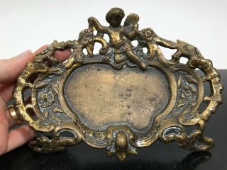 Vintage Antique Art Nouveau Cherub Orante Brass Footed Soap Dish Poche