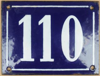 Large Old French House Number 110 Door Gate Plate Plaque Enamel Steel Metal Sign