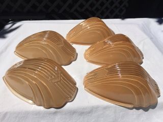 5 Classic 1930s Art Deco Glass Slip Shades For Chandelier Or Sconce Restoration
