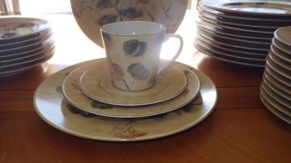 Large Stoneware Dinnerware Set By 222fifth Pts Asian Antique Service 12 Euc