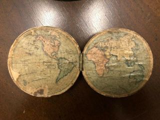Mid - 19th Century 3 " Holbrook Hinged Pocket Globe And World Map