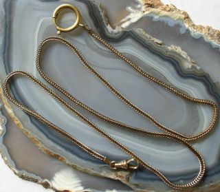Vintage Gold Filled 25.  5″ Pocket Watch Square Snake Chain Fob,  Large Spring Ring