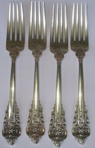 4 Antique Wallace Grand Baroque Sterling Silver Forks 7 1/2 "