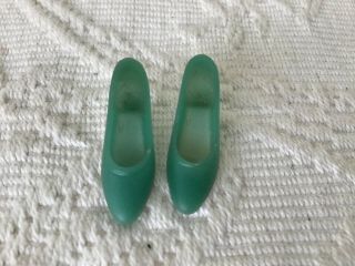 Vintage Barbie Mod Francie Dark Green Translucent Squishy Soft Heels Shoes/japan