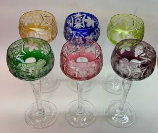 Multi - Color Crystal Wine Goblets - Set Of 6