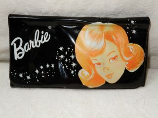 Vintage Mattel Midge Barbie Bi - Fold Wallet Hair Flip Black Vinyl Rare