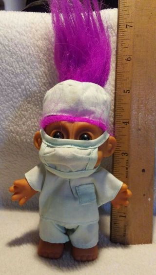 Vintage Russ Surgon/doctor Troll Doll 5 " Purple Hair