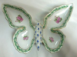 Butterfly Glass Ceramic Trinket Plate 8.  5 "