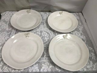 4 - Godinger Provence Dinner Plates - Antique White With Rooster