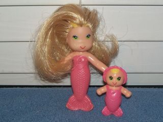 Vintage 1979 Sea Wees Sandy Mermaid Doll Blonde - Pink W/ Baby Star By Kenner