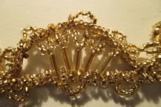 ANTIQUE HANDMADE BEADED SEWING TRIM GOLD BEAD DOLL CLOTHES,  HATS,  CRAFTS,  VINTAGE 2