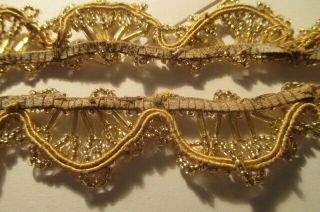 ANTIQUE HANDMADE BEADED SEWING TRIM GOLD BEAD DOLL CLOTHES,  HATS,  CRAFTS,  VINTAGE 3