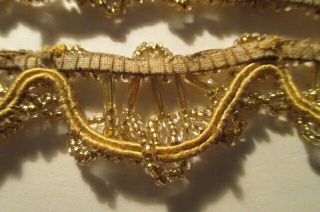 ANTIQUE HANDMADE BEADED SEWING TRIM GOLD BEAD DOLL CLOTHES,  HATS,  CRAFTS,  VINTAGE 4
