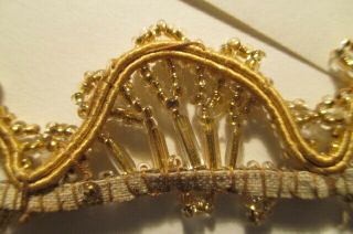 ANTIQUE HANDMADE BEADED SEWING TRIM GOLD BEAD DOLL CLOTHES,  HATS,  CRAFTS,  VINTAGE 5