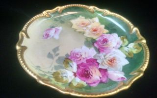 Antique Hand Painted Lrl 10 1/2 " Limoges Rose Decorative Plate By Solis Lazeyras