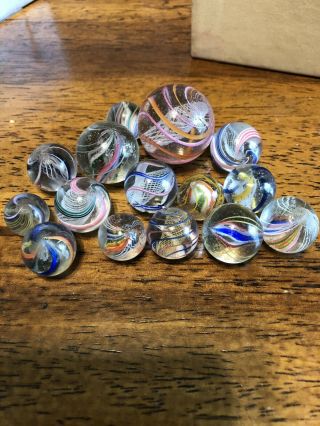 15 Antique German Hand Made Marbles.