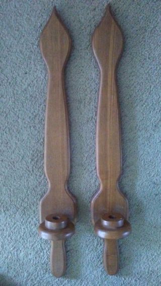 Large 30 " Tall Solid Wood Mid Century Modern Candle Stick Wall Sconces