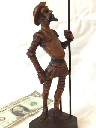 Vtg Artesania Ouro Spain 10 1/4 " Hand Carved Wood Figure Of Don Quixote 575m