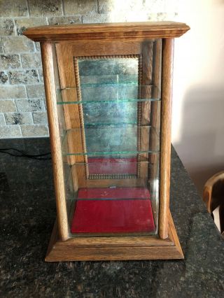 Antique Wood Glass Tabletop Jewelry Display Case Mirror Back Counter Top 15”fs