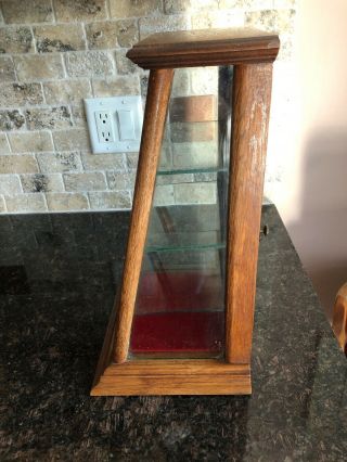 Antique Wood Glass Tabletop Jewelry Display Case Mirror Back Counter Top 15”FS 2