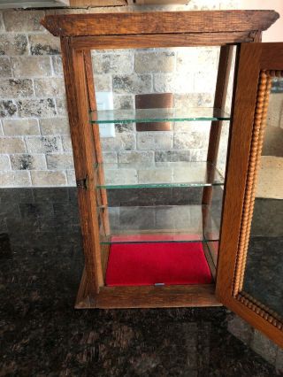 Antique Wood Glass Tabletop Jewelry Display Case Mirror Back Counter Top 15”FS 4