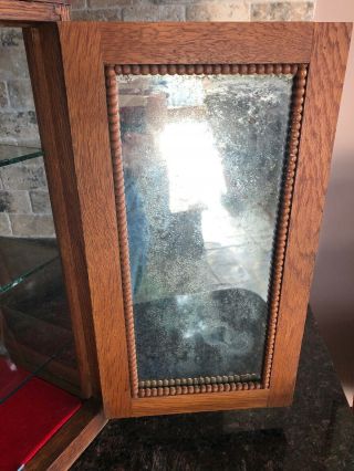 Antique Wood Glass Tabletop Jewelry Display Case Mirror Back Counter Top 15”FS 5