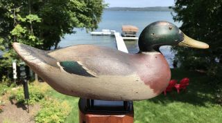 Vintage Mason Premier Drake Mallard Duck Decoy Hollow Paint