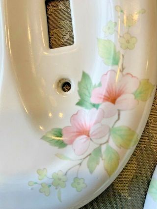 Ceramic Double Light Switch Plate,  2 Outlet Covers Pink Oval Shabby Chic White 5