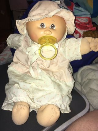 Vintage 1982 Cabbage Patch Kids Preemie Baby Doll Bald Brown Eyes W/pacifier Cp