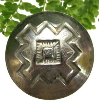 Vintage Sterling Silver Concho Button W/ Stamped Design A44