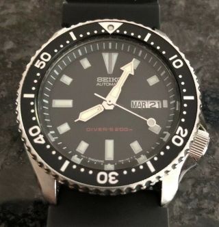 Seiko Automatic Scuba Divers 200m 7s26 - 0029 A0 Mens Watch Rubber Band Flaweless