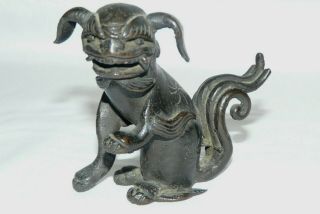 Antique Chinese Bronze Foo Dog Statue Figurine 3 - 1/4 "