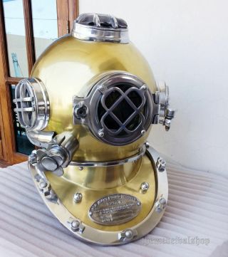 Diving Helmet Antique Vintage Divers Solid Steel Us Navy Mark V 18 " Full Size