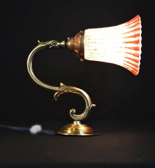 Deco Brass Vintage Antique Wall Light Sconce Handmade French Glass Lamp Shade
