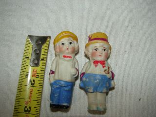 Vintage 2 Bisque Doll Frozen Charlotte Penny Style Japan 2 3/4 Inch Man Woman