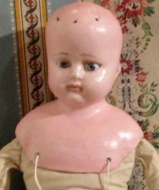 Antique 21 " Wax Over Paper Mache Doll W/original Body