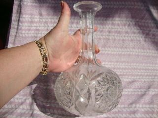 Vtg Antique Abp Cut Glass Crystal Vase Or Bar Art Whiskey Decanter