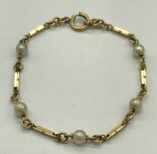 Antique 1/20 12K Gold Fill Pearl Bracelet Victorian/Art Noveau? 3