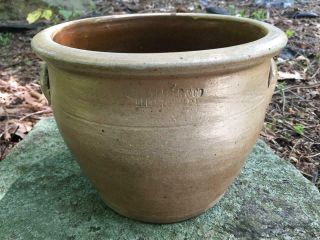 Antique Lh Yeager Allentown Pottery Co Pa Stoneware Apple Butter Ear Crock 1gal