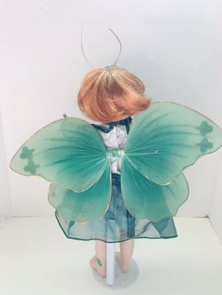 Rare 14” Vtg Porcelain Irish Fairy Doll by Linda Mason “Clover” W/stand Red Head 4