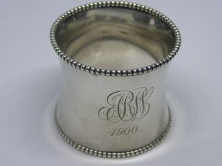 Antique Shreve And Co.  Heavy Sterling Silver Napkin Ring Engraved " 1900 " W/ Inti