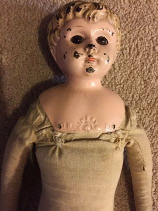 16” Minerva Antique Metal - Head German Doll - tin vintage 7