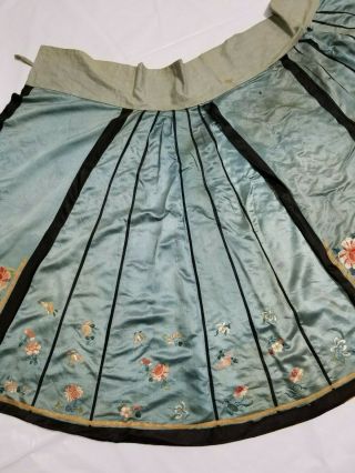 Antique Chinese 19thC Hand Embroidered Skirt 3