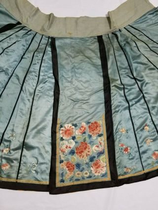 Antique Chinese 19thC Hand Embroidered Skirt 4