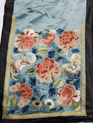 Antique Chinese 19thC Hand Embroidered Skirt 6
