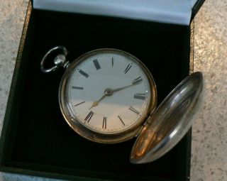 ANTIQUE SILVER FULL HUNTER POCKET WATCH - LONDON 1855 - SEE IMAGES 2