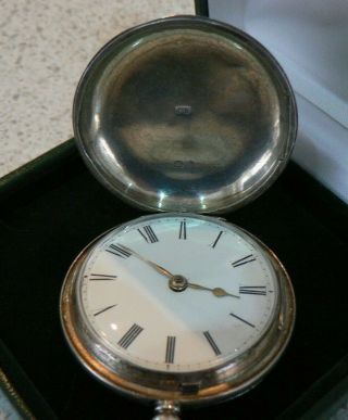 ANTIQUE SILVER FULL HUNTER POCKET WATCH - LONDON 1855 - SEE IMAGES 3
