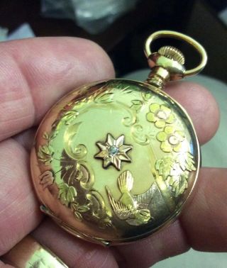 Stunning 1906 Elgin Multi - Color Gold Filled Pocket Watch 15 Jewels Size Os