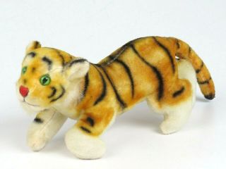 Vintage Steiff ? Tiger Green Eyes Laying Down Stuffed Animal Jungle Cat