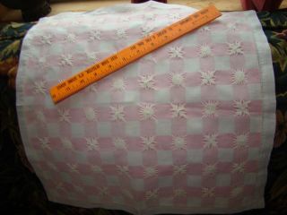 Vintage Light Pink Cotton Small Pillowcases Trim In Off White Hand Crochet Doily